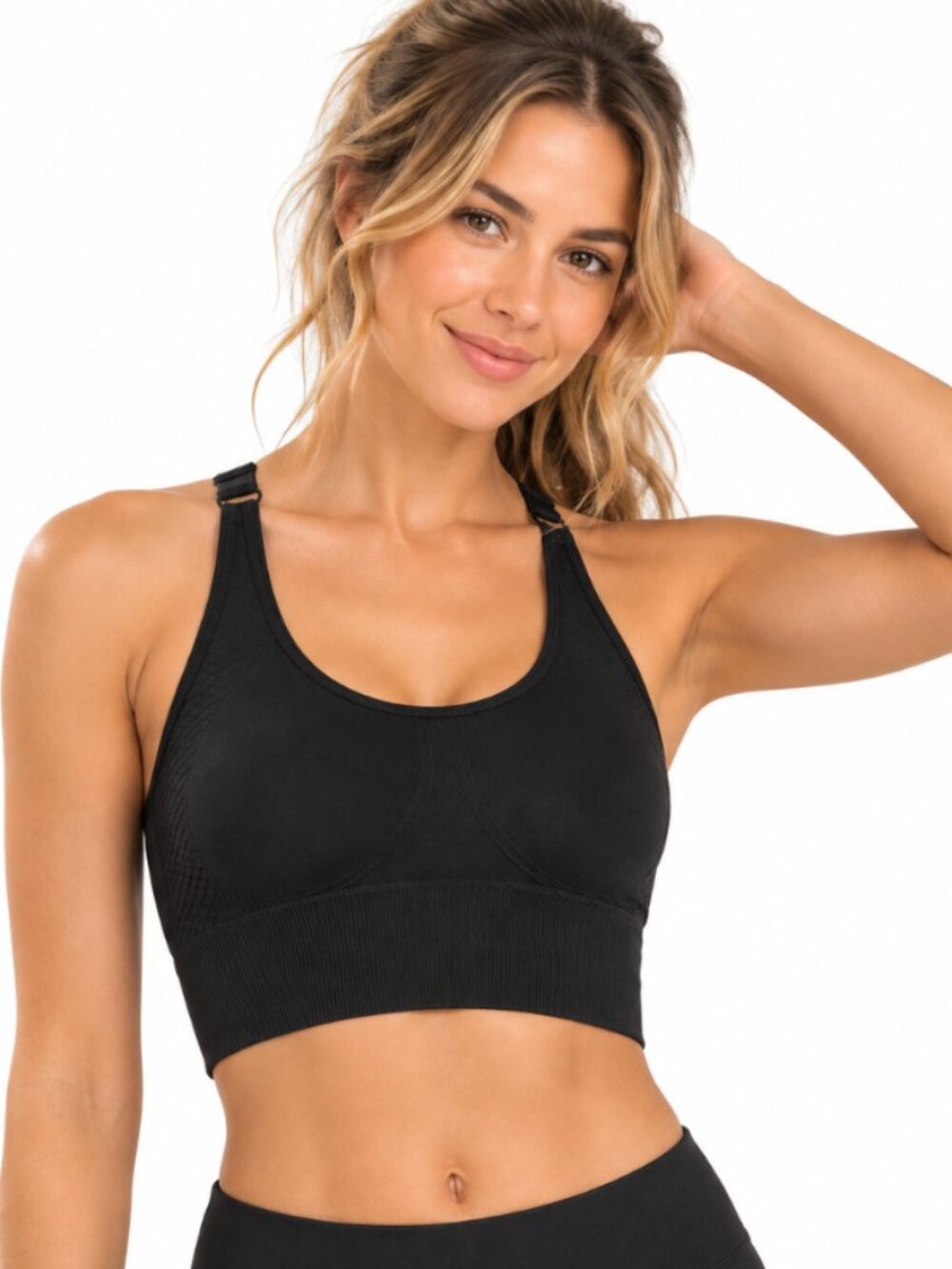 Tory Burch Tory Sport Racerback Longline Sports Bra Black w/ optional Pads XS